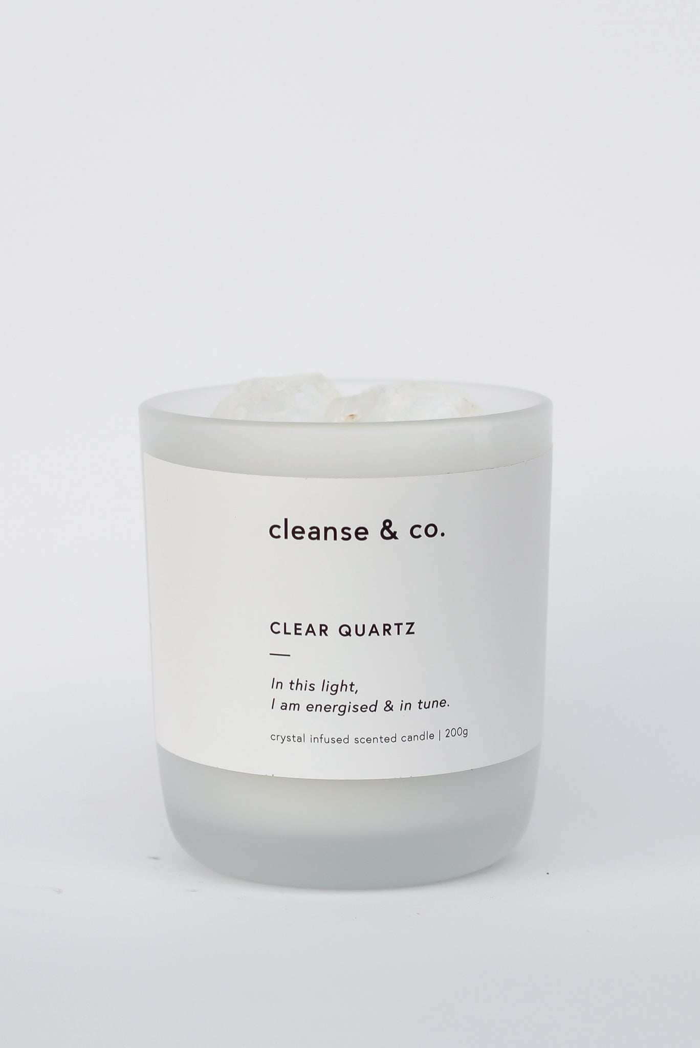 Cleanse and Co Clear Quartz Intention Candle - Energised & In Tune 200g