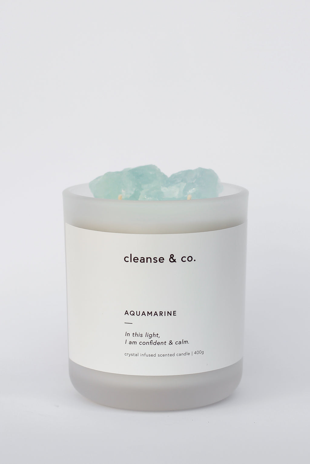 Cleanse and Co Aquamarine Intention Candle - Confident & Calm 400g