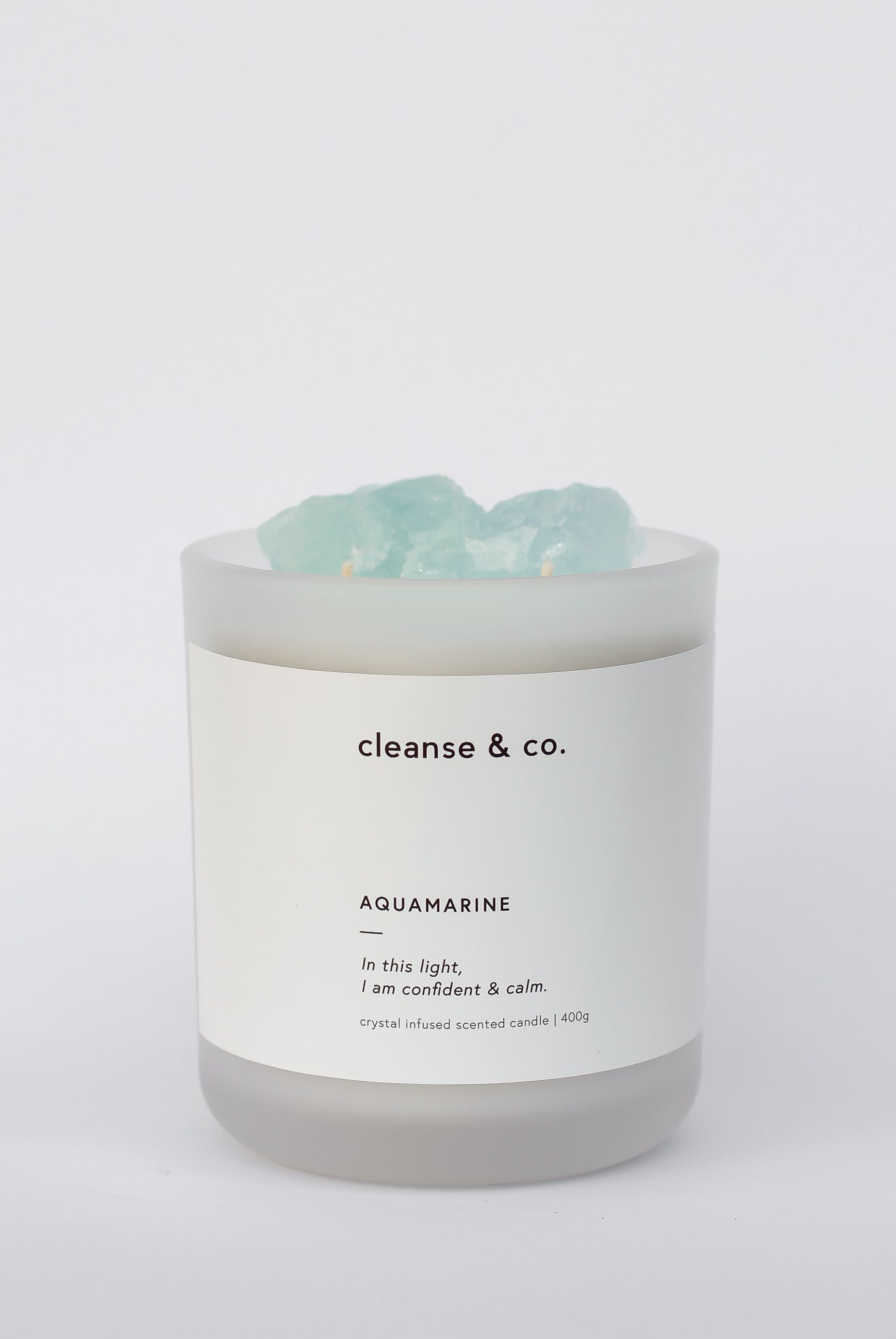 Cleanse and Co Aquamarine Intention Candle - Confident & Calm 400g