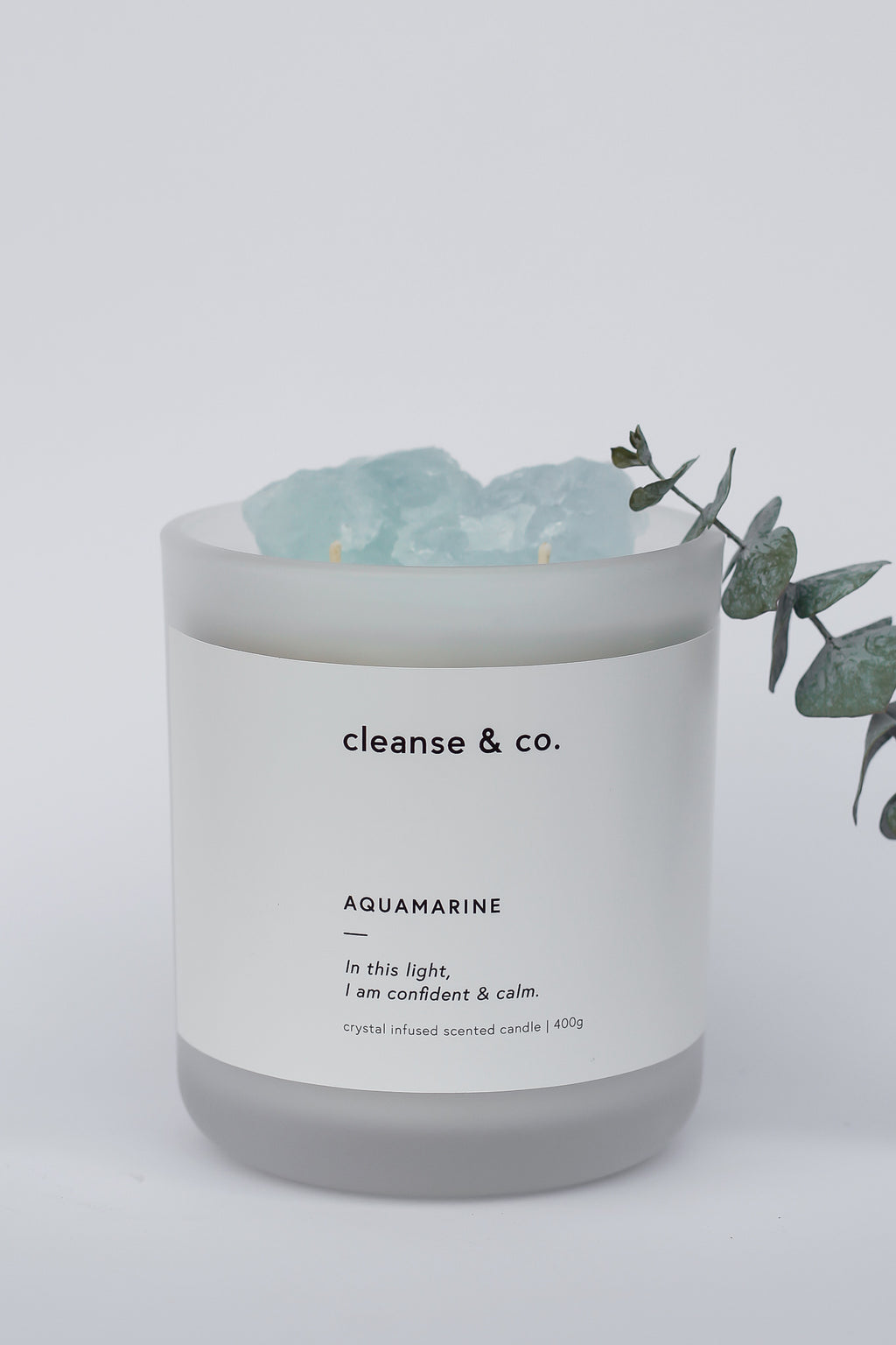 Cleanse and Co Aquamarine Intention Candle - Confident & Calm 400g