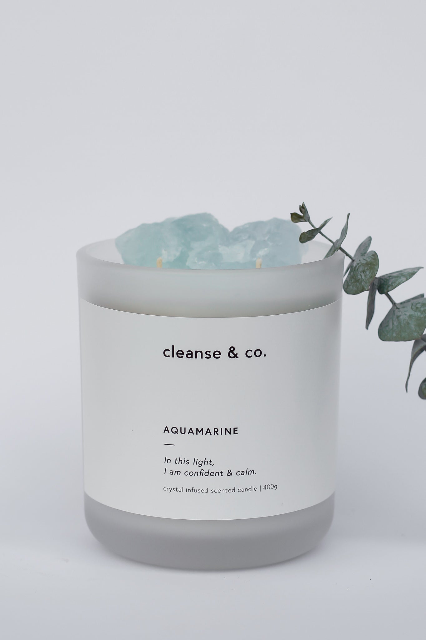 Cleanse and Co Aquamarine Intention Candle - Confident & Calm 400g