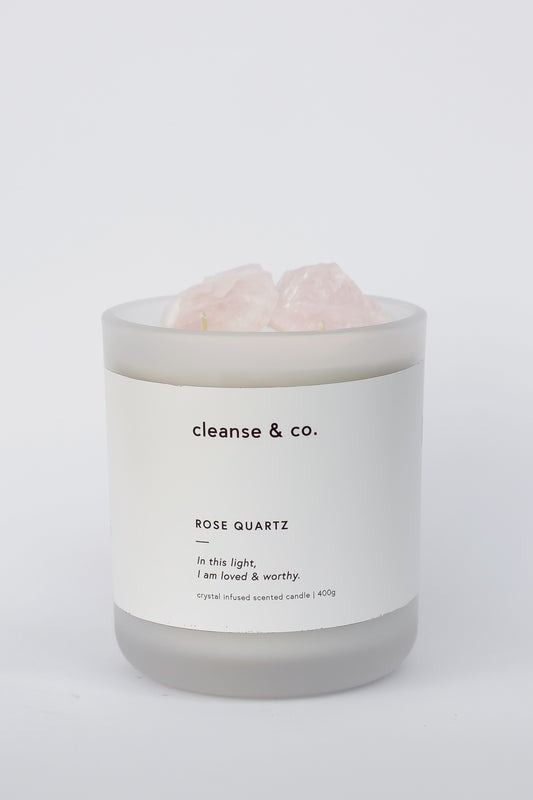 Cleanse and Co Rose Quartz Intention Candle - Loved & Worthy 400g