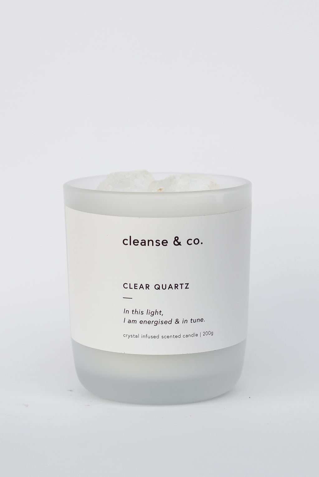 Cleanse and Co Clear Quartz Intention Candle - Energised & In Tune 200g