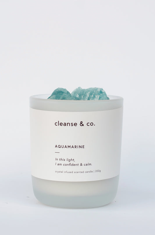 Cleanse and Co Aquamarine Intention Candle - Confident & Calm 200g