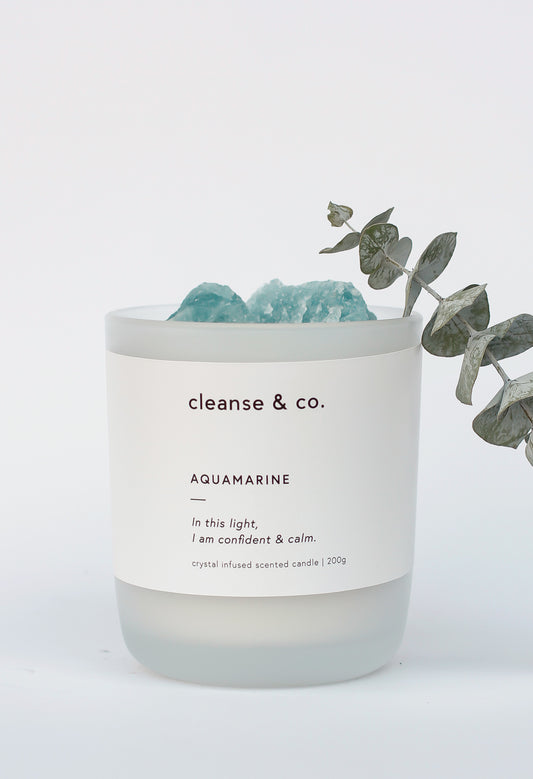 Cleanse and Co Aquamarine Intention Candle - Confident & Calm 200g