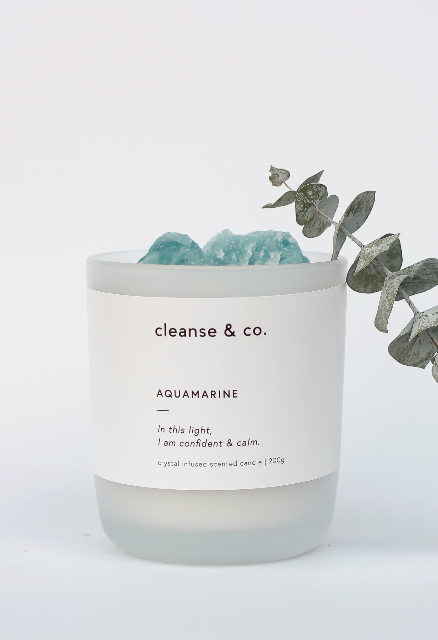 Cleanse and Co Aquamarine Intention Candle - Confident & Calm 200g