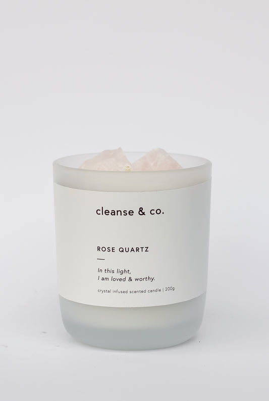 Cleanse and Co Rose Quartz Intention Candle - Loved & Worthy 200g
