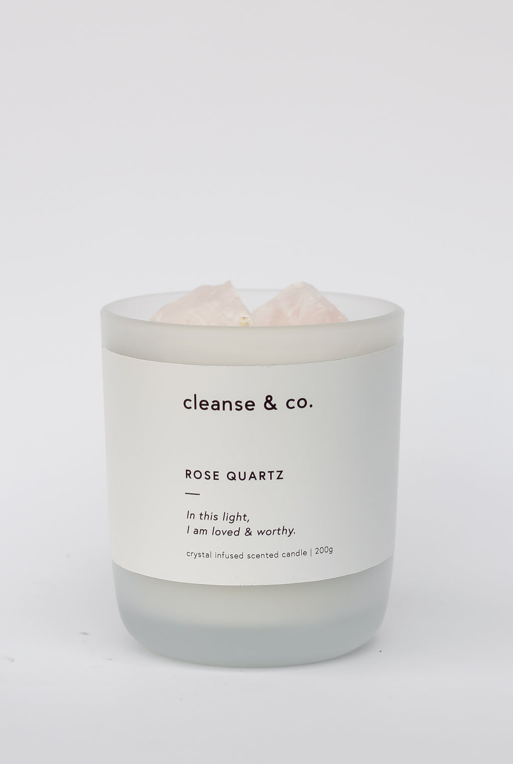 Cleanse and Co Rose Quartz Intention Candle - Loved & Worthy 200g