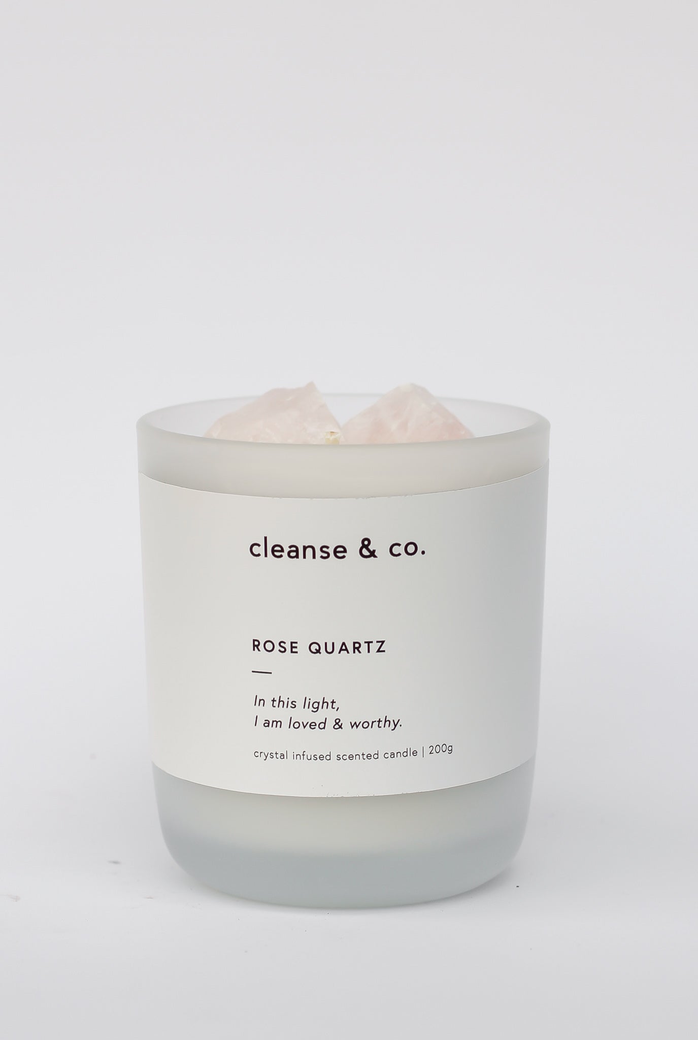 Cleanse and Co Rose Quartz Intention Candle - Loved & Worthy 200g