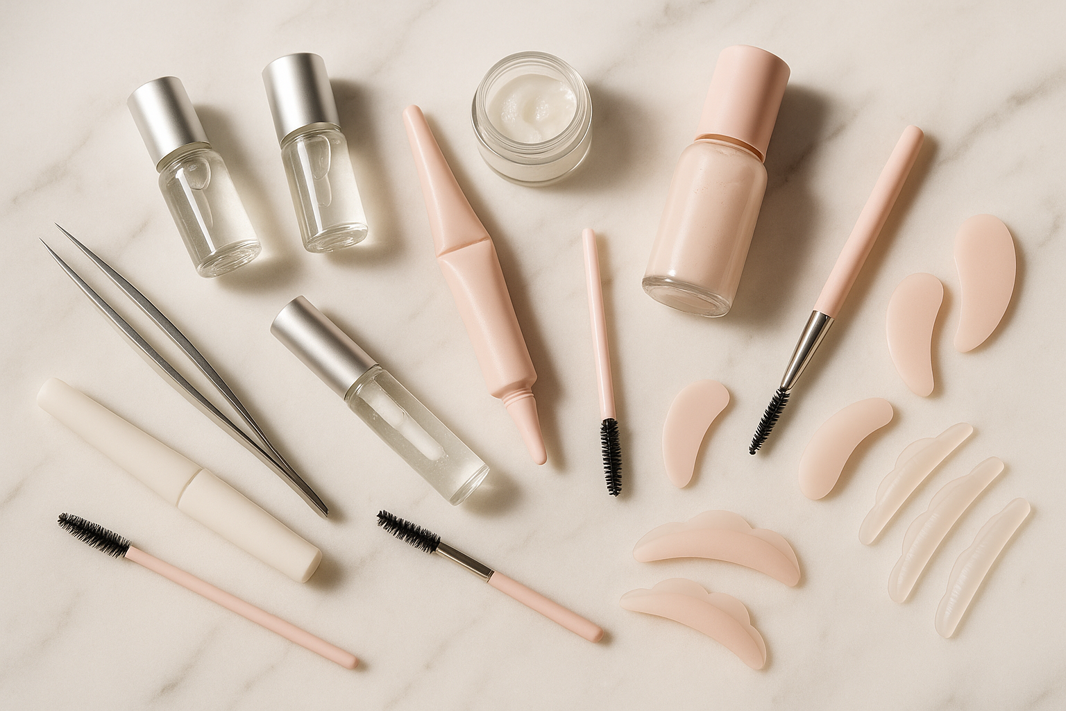 lash lifting and brow lamination products, don't put names on it. Just a messy style but not messy.